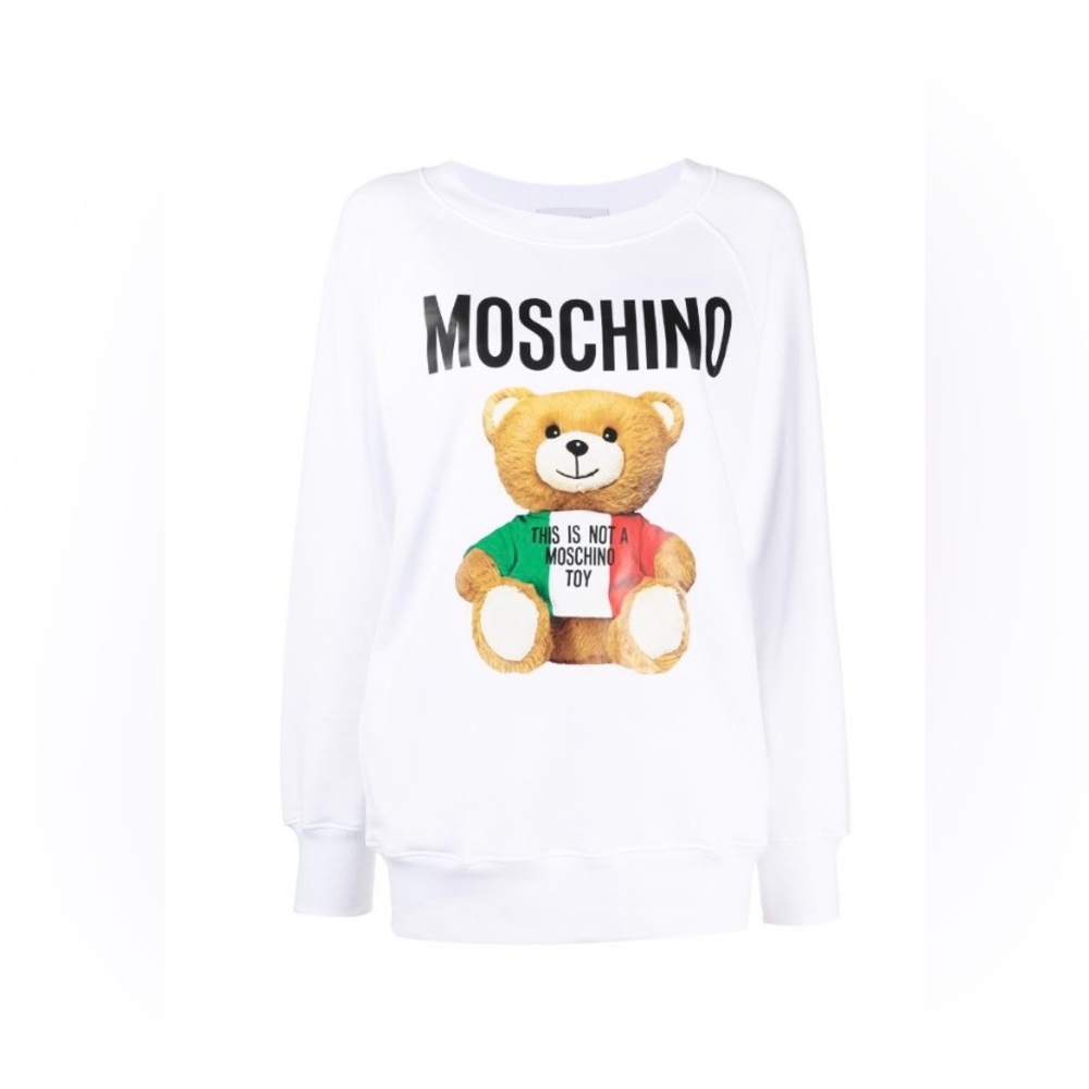 Moschino Teddy Bear Laminated Logo Sweatshirt IT 38